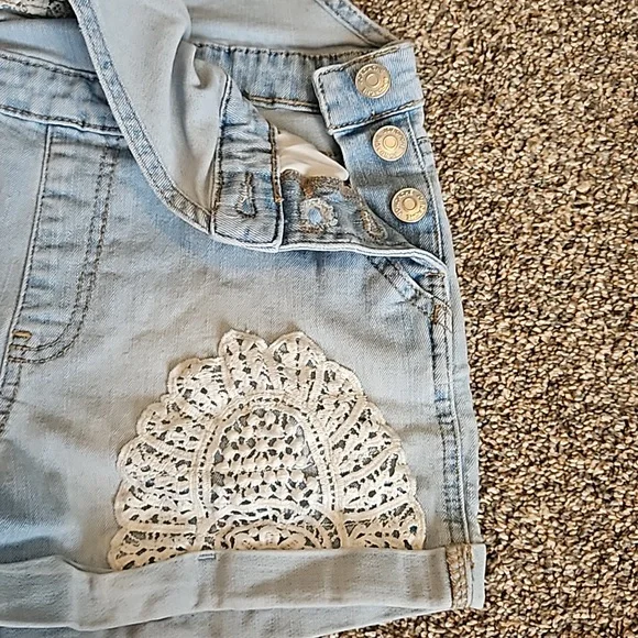 Jordache - Girls Denim crochet detail Overalls shorts - Picture 3 of 5
